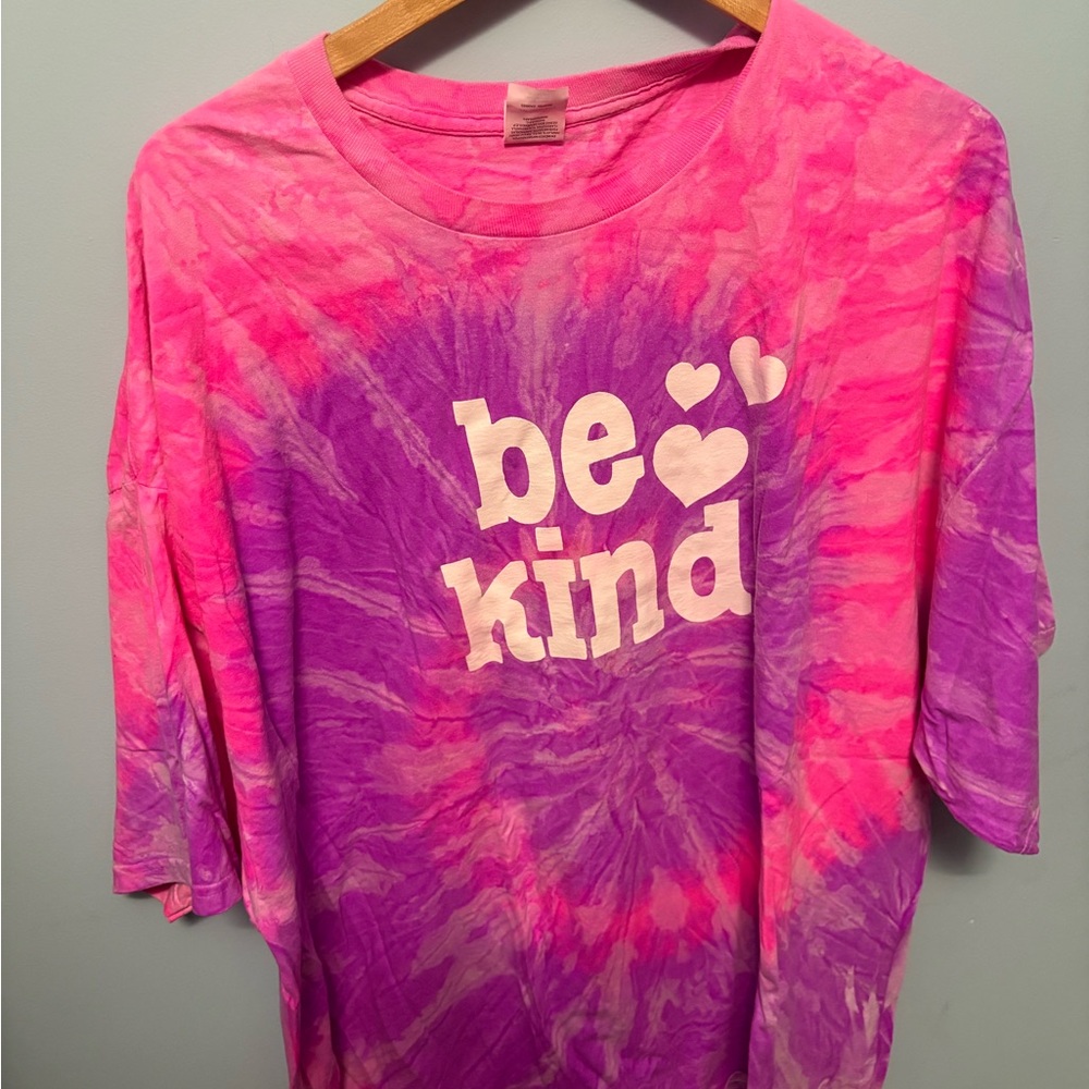 Be Kind Tie-Dye Shirt - Pink and Purple